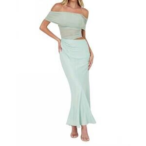 NEW ONE & ONLY off the shoulder midi dress in sage